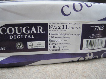 COUGAR Natural 80lb. cardstock 8.5 x 11- 50 sheets