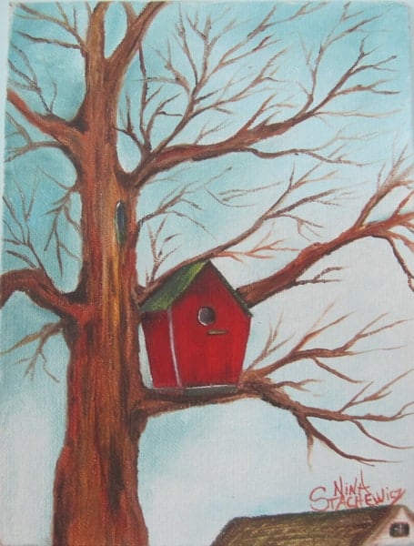 May 12 9-11 am Oil Paint Birdhouse/tree with Nina