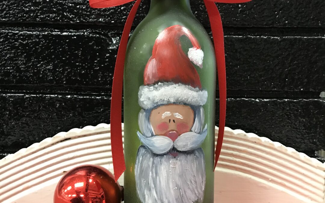 Dec. 14, Tues. Oil Paint Santa on Green Bottle 10 am – noon