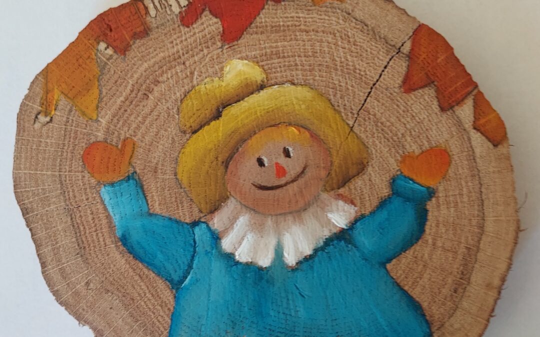 Oct. 18, Tues. Oil Paint Scarecrow on wood slab with Nina  10 am – noon